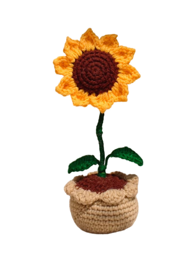 CROCHET SUNFLOWER POT | SIZE 6 INCH
