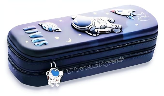Double Layer Space Pencil Case 3D Cover Eva Space Astronaut Theme Large Capacity Pencil Zipper Pouch