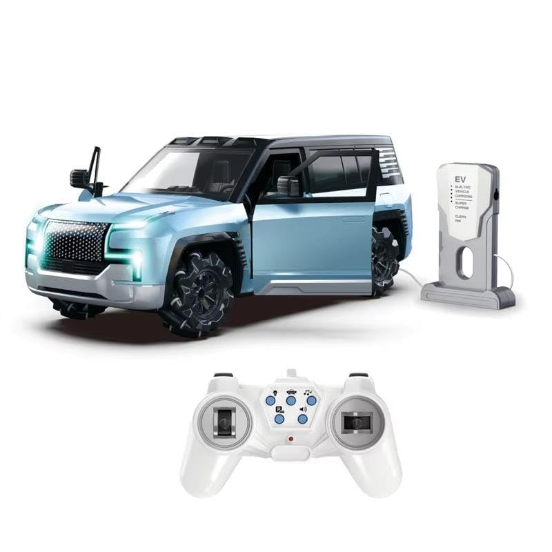 MOKA 1:12 Scale Rechargeable  U8 Remote Control Drift Car with EV Power Charge Station | Auto Park, Light & Music for Kids/Children Ages 3+, Multicolor