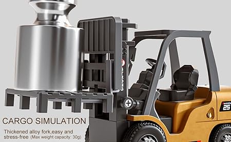 Mini RC Forklift  Construction Vehicle | 1:64 Scale Die-Cast Metal Body | Remote Control Engineering Toy Vehicle for Kids