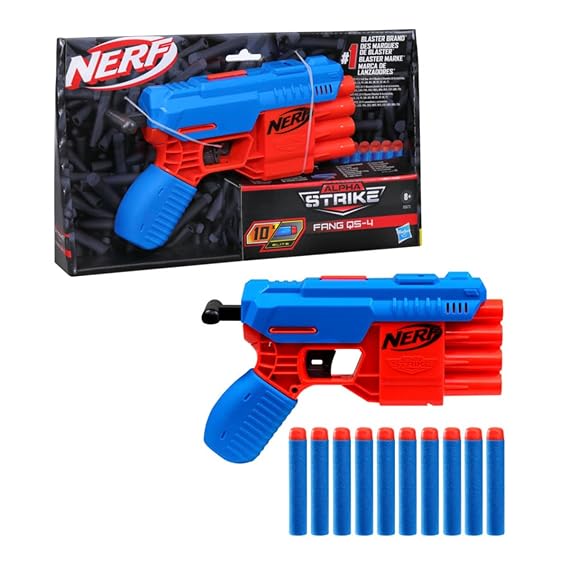 Nerf Alpha Strike Fang Qs-4 Toy Blaster, Christmas for Kids Teens &Adults, Birthday Ages 8+