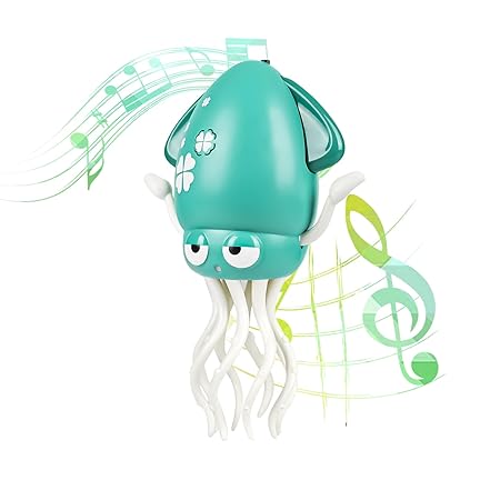 Electric Dancing Octopus Baby Toy, Automatic Evasion Octopus Toy with Led Light and Music, Interactive Entertainment for Baby Sensory Development Birthday Gifts (Green)