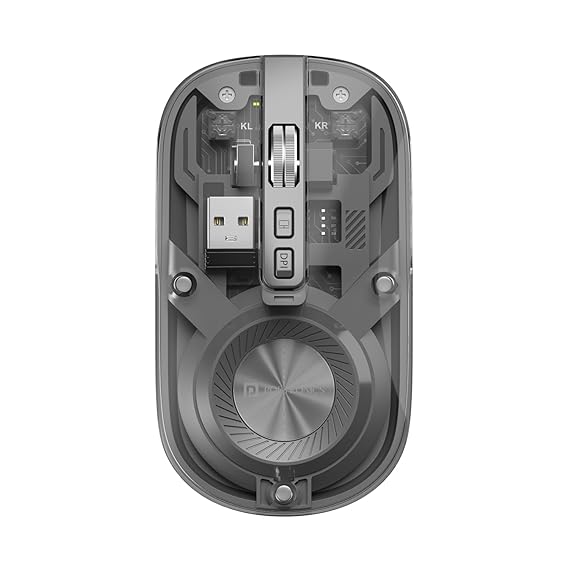 Portronics Toad 8 Transparent Wireless Bluetooth Mouse with Dual Wireless (BT + 2.4 GHz),  Noise-Free Clicking,  Multi-Device Pair