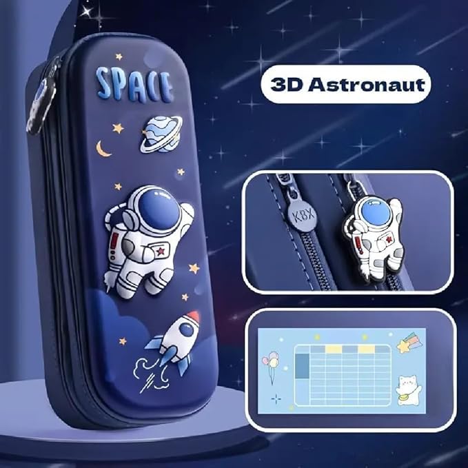 Double Layer Space Pencil Case 3D Cover Eva Space Astronaut Theme Large Capacity Pencil Zipper Pouch