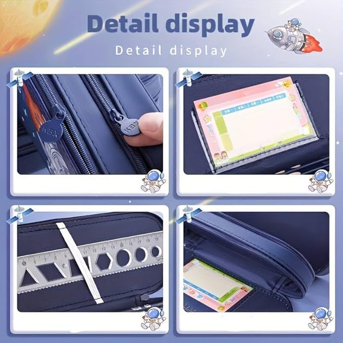 Double Layer Space Pencil Case 3D Cover Eva Space Astronaut Theme Large Capacity Pencil Zipper Pouch