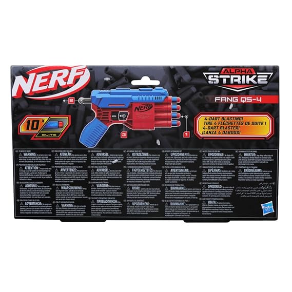 Nerf Alpha Strike Fang Qs-4 Toy Blaster, Christmas for Kids Teens &Adults, Birthday Ages 8+