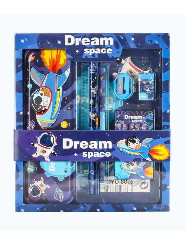 Stationary Kit Set For birthday Gift - Pencil Pen Book Eraser Sharpener (Space)