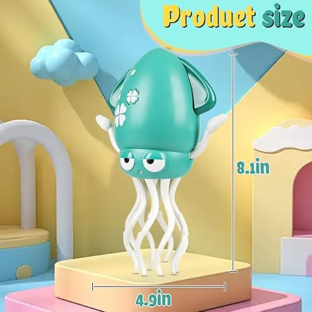 Electric Dancing Octopus Baby Toy, Automatic Evasion Octopus Toy with Led Light and Music, Interactive Entertainment for Baby Sensory Development Birthday Gifts (Green)