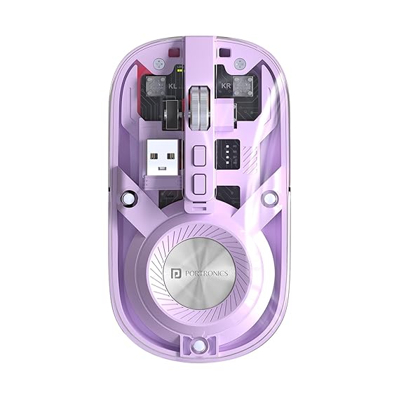 Portronics Toad 8 Transparent Wireless Bluetooth Mouse with Dual Wireless (BT + 2.4 GHz),  Noise-Free Clicking,  Multi-Device Pair