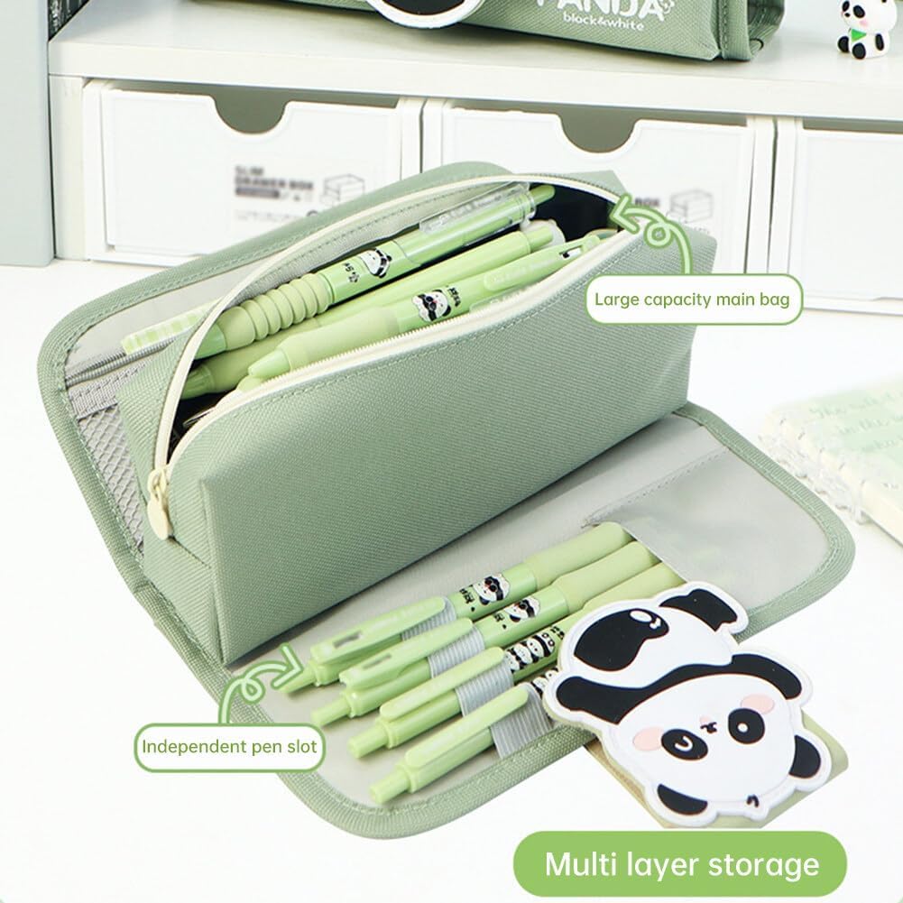 Cute Panda Pencil Case Multifunctional Stationery Organizer For School