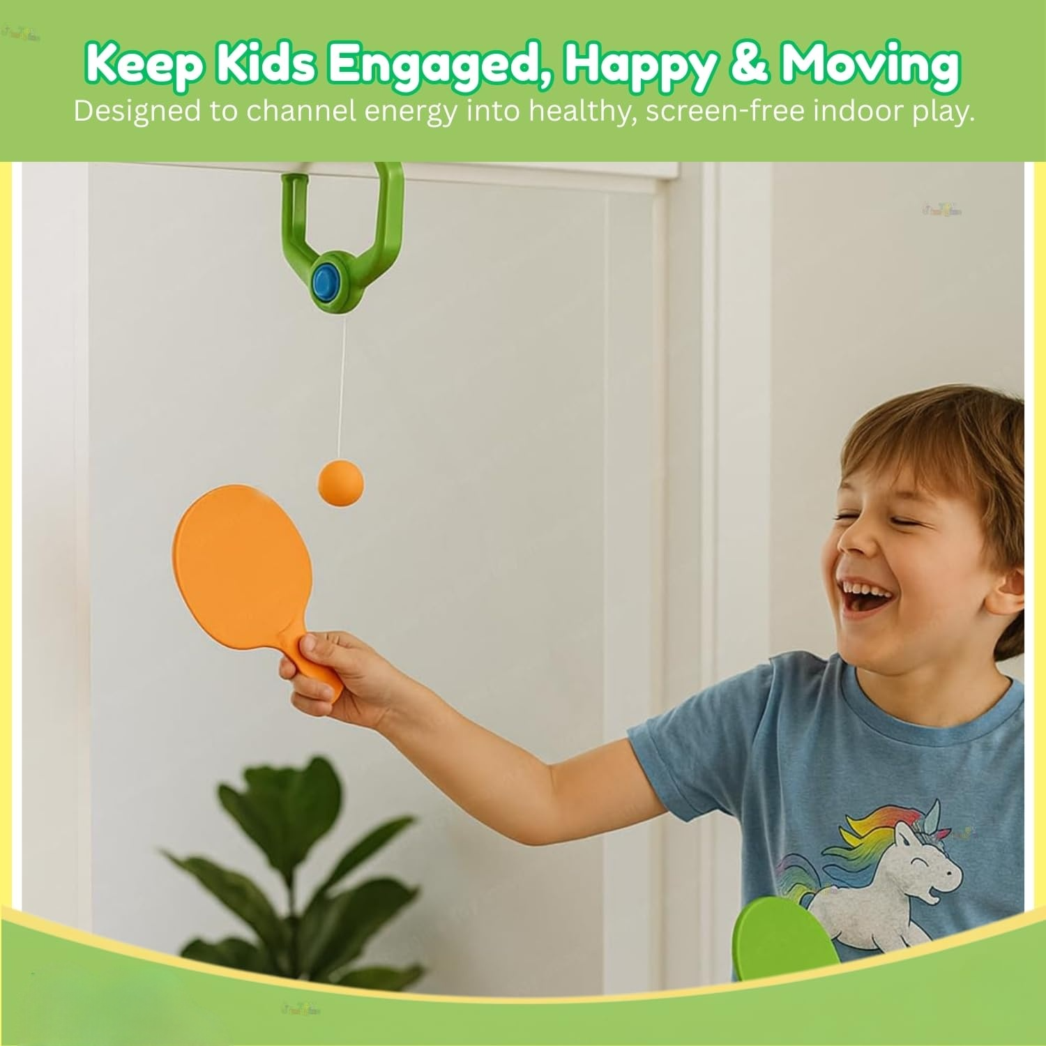 Door Hanging Table Tennis Trainer for Kids | Indoor Ping Pong Game Set with 2 Rackets and 5 Balls | Fun Sports Toy for Boys and Girls