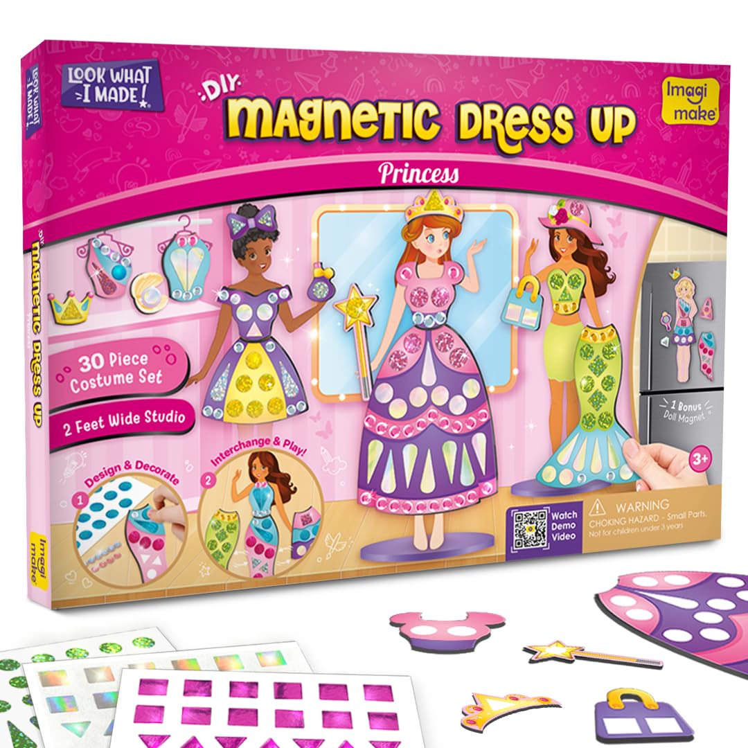 Imagimake DIY Magnetic Dress-Up Princess |  Birthday Gift for Girls Ages 3-7 Multicolour