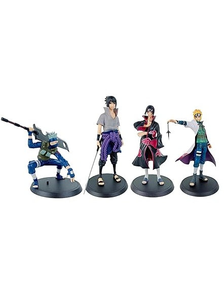 Naruto Set of 4 - K Action Figure Limited Edition for Car Dashboard, Decoration, Cake, Office Desk & Study Table (20cm)(Pack of 4)