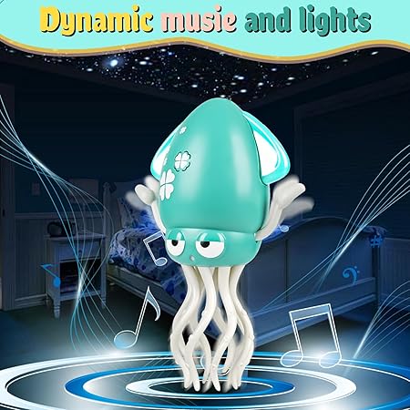 Electric Dancing Octopus Baby Toy, Automatic Evasion Octopus Toy with Led Light and Music, Interactive Entertainment for Baby Sensory Development Birthday Gifts (Green)