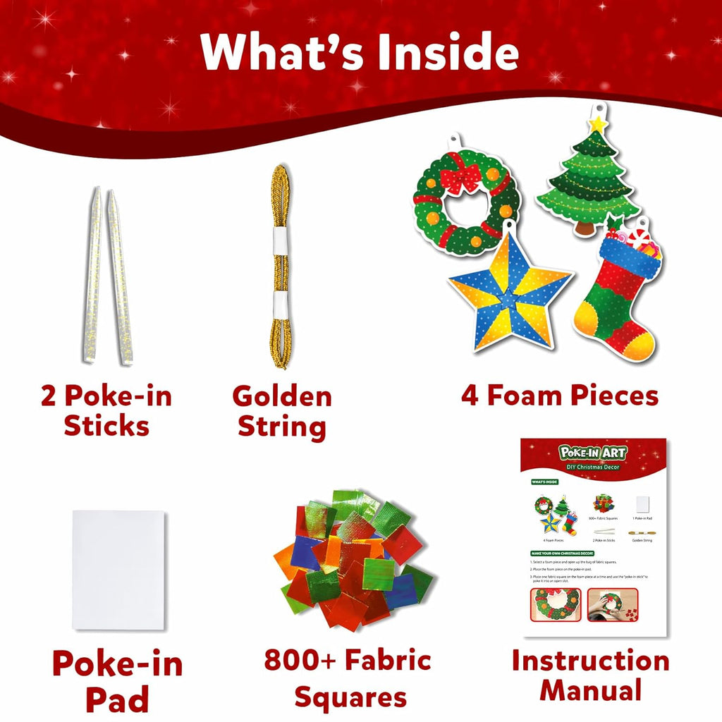 Skillmatics Poke-in Art - Christmas Decor, Mess-Free Art for Kids, DIY Craft Kits, Creative Activity, Fine Motor Skills, Gifts for Ages 4-12