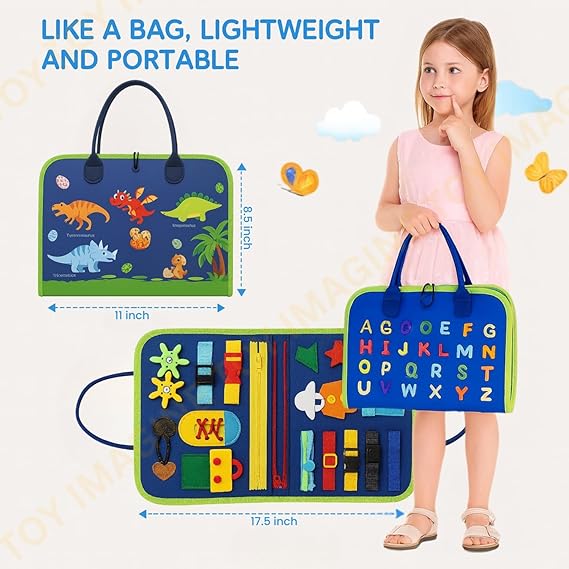 Montessori Busy Board for Toddlers | Sensory Activity Binder & Learning Busy Book | Educational Travel Toy for Kids 1-4 Years