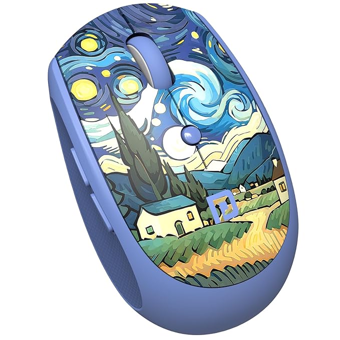 Portronics Toad III Plus Rechargeable Bluetooth Mouse with Bluetooth & 2.4 GHz Wireless Connectivity, Stylish Illustrated Design, 6 Buttons, Soft Silicone Grip for Laptop, PC, Mac (Blue)