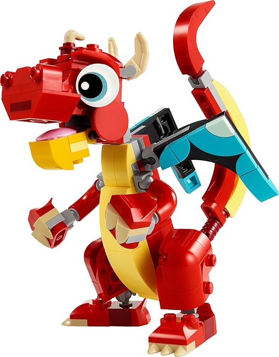 LEGO 31145 Creator 3in1 Red Dragon Toy to Fish Figure to Phoenix Model, Animal Set for Kids, Gift Idea for Boys and Girls Aged 6 and Up
