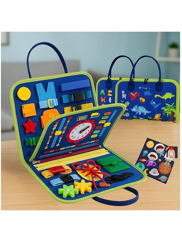 Montessori Busy Board for Toddlers | Sensory Activity Binder & Learning Busy Book | Educational Travel Toy for Kids 1-4 Years