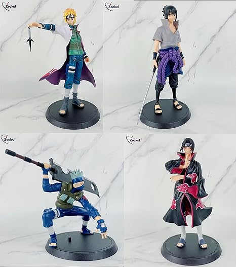 Naruto Set of 4 - K Action Figure Limited Edition for Car Dashboard, Decoration, Cake, Office Desk & Study Table (20cm)(Pack of 4)
