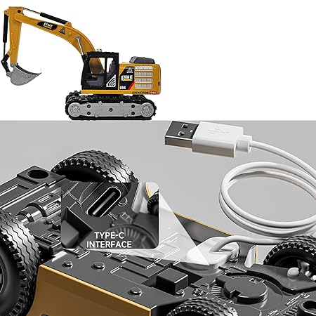 Mini RC Excavator Construction Vehicle | 1:64 Scale Die-Cast Metal Body | Remote Control Engineering Toy Vehicle for Kids