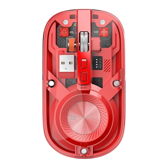 Portronics Toad 8 Transparent Wireless Bluetooth Mouse with Dual Wireless (BT + 2.4 GHz),  Noise-Free Clicking,  Multi-Device Pair