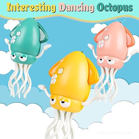 Electric Dancing Octopus Baby Toy, Automatic Evasion Octopus Toy with Led Light and Music, Interactive Entertainment for Baby Sensory Development Birthday Gifts (Green)