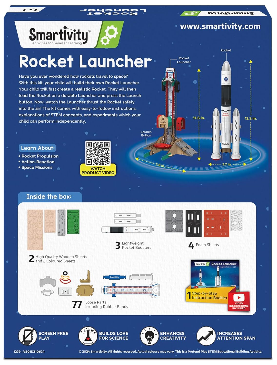 Smartivity DIY Rocket Launcher Kit for Kids 6 - 12 Years Old | Build Your Own Rocket and Launcher | Christmas Gift for Smart Kids