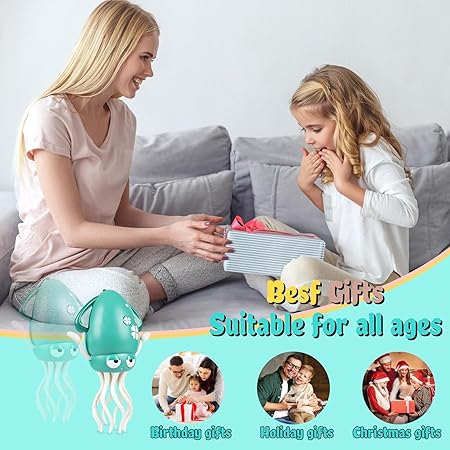 Electric Dancing Octopus Baby Toy, Automatic Evasion Octopus Toy with Led Light and Music, Interactive Entertainment for Baby Sensory Development Birthday Gifts (Green)