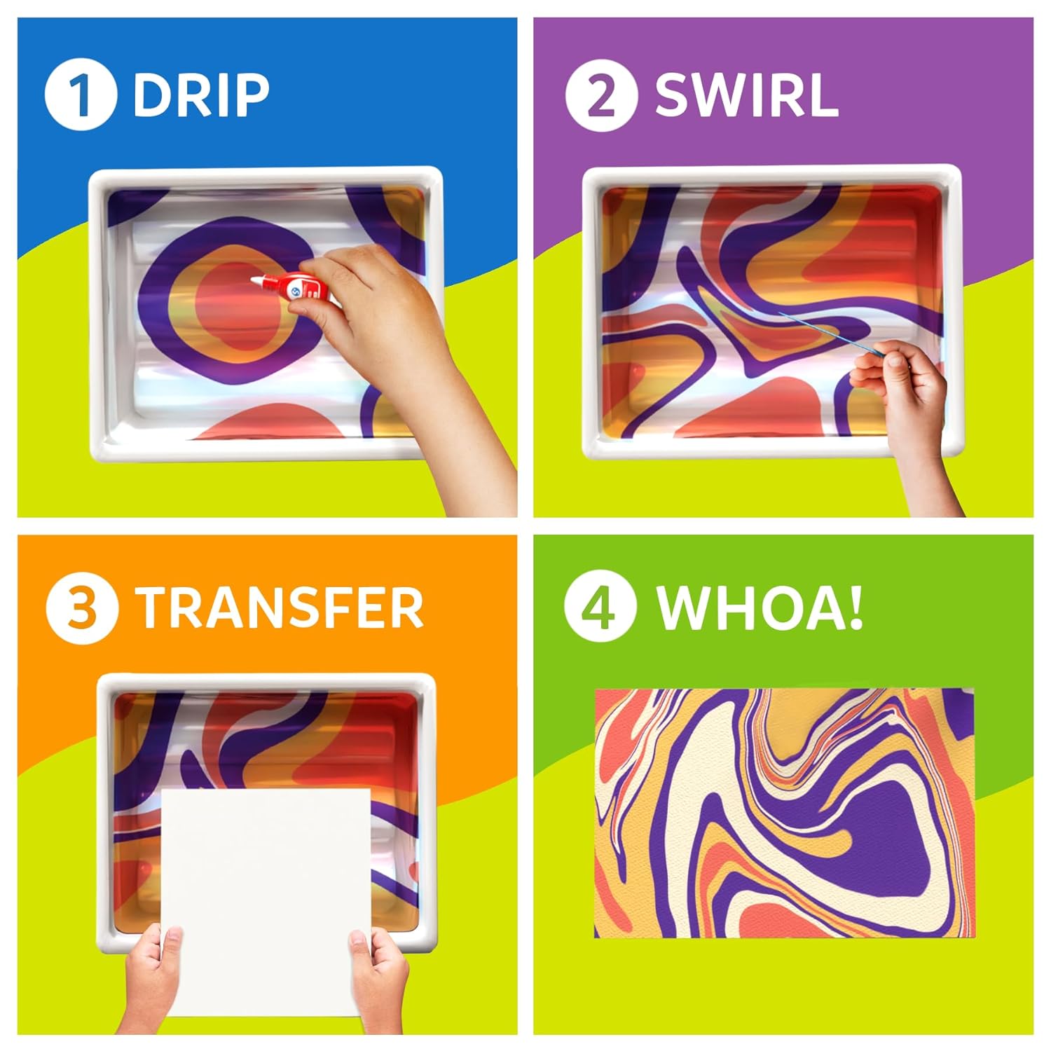 Skillmatics Marbling Magic Paint Kit, Water Marbling Kit for Kids, Art & Craft Kits, Supplies, DIY Creative Activity, Gifts for Kids Ages 6-12 Multicolor