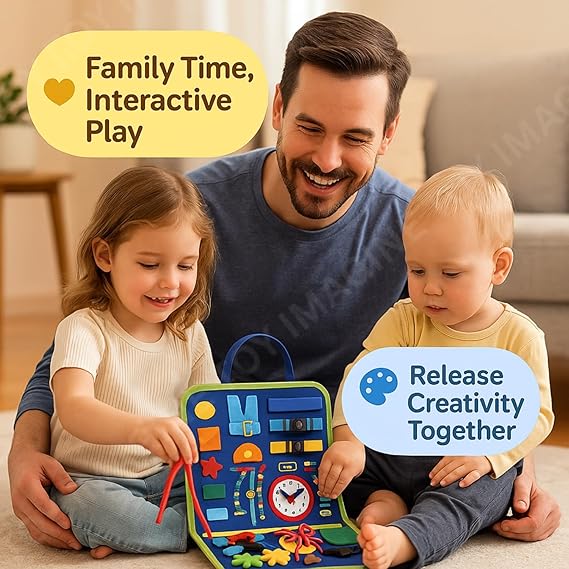 Montessori Busy Board for Toddlers | Sensory Activity Binder & Learning Busy Book | Educational Travel Toy for Kids 1-4 Years