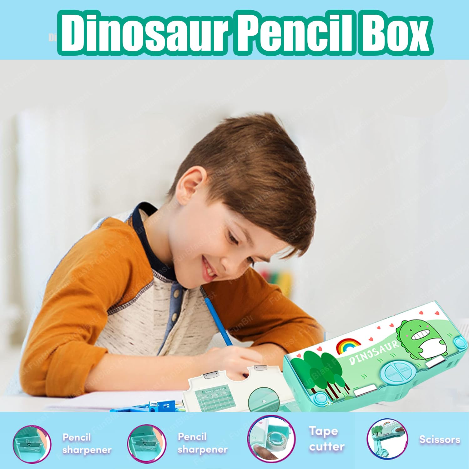 Dinosaur Multifunctional Pencil Box for Kids, Magnetic Pencil Box for Kids ,Dinosaur Theme Return Gifts for Kids