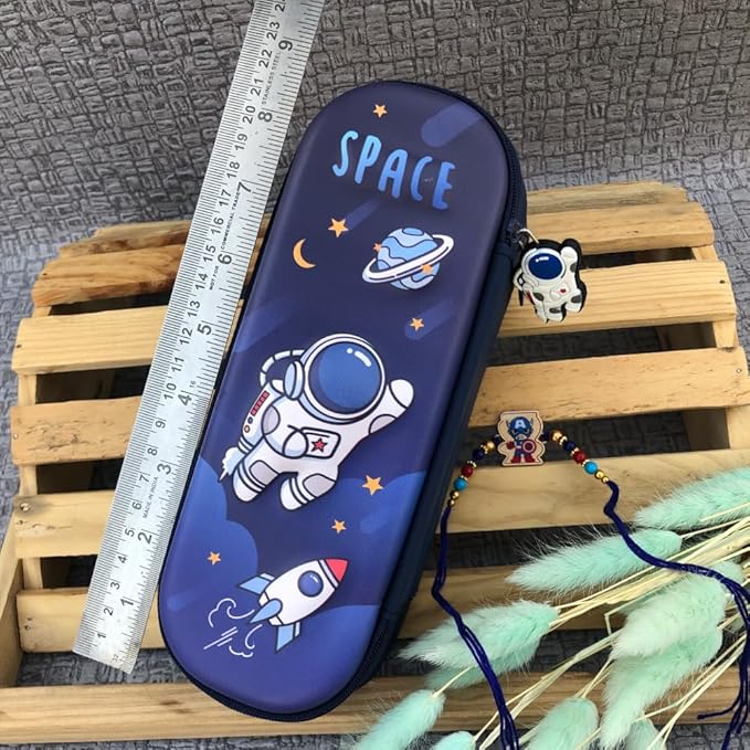 Double Layer Space Pencil Case 3D Cover Eva Space Astronaut Theme Large Capacity Pencil Zipper Pouch