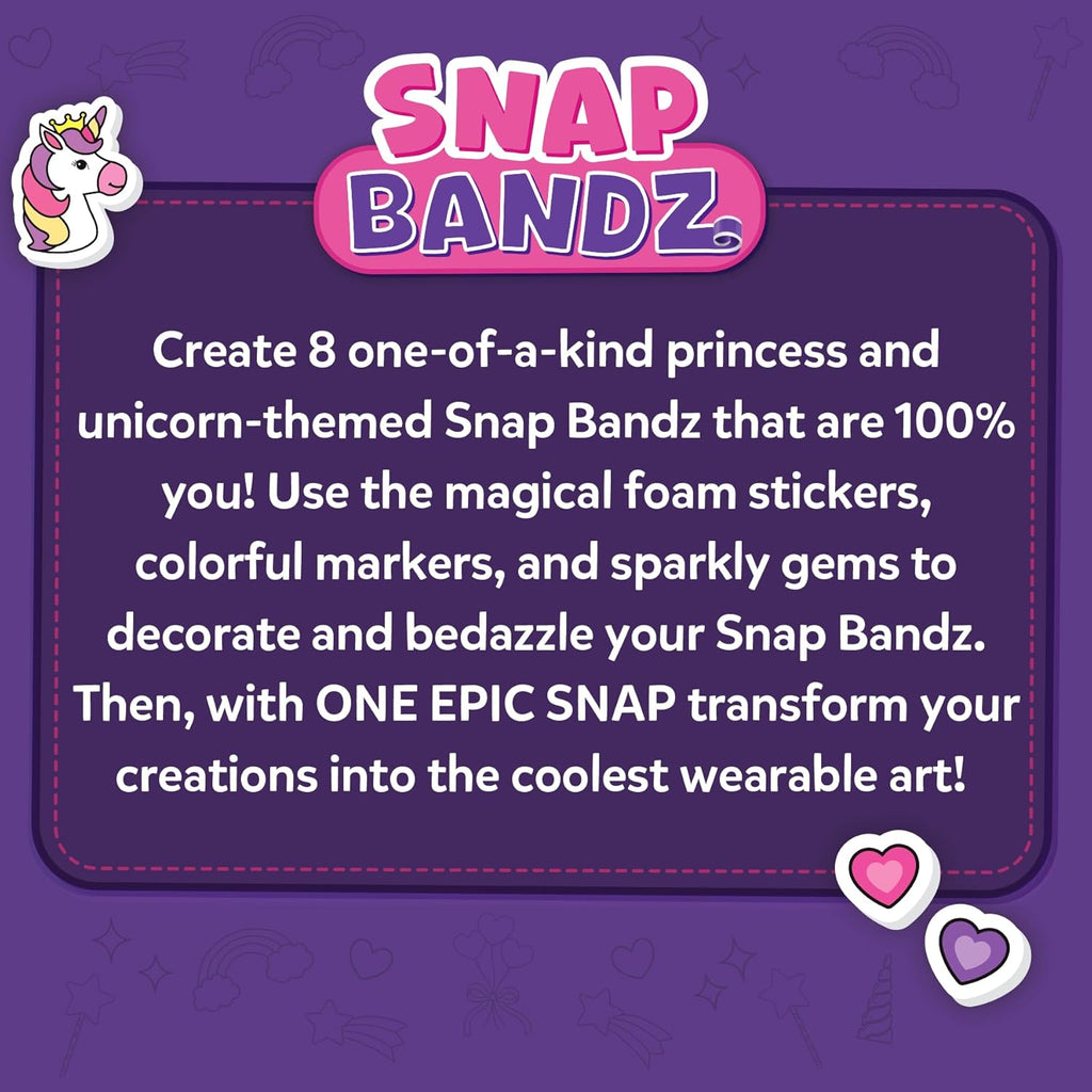 Skillmatics Craft Activity - Snap Bandz, Unicorns & Princesses, DIY Art & Craft Activity, Mess-Free,8 Bands (8.6"), Gifts for Girls & Boys Ages 4- 10