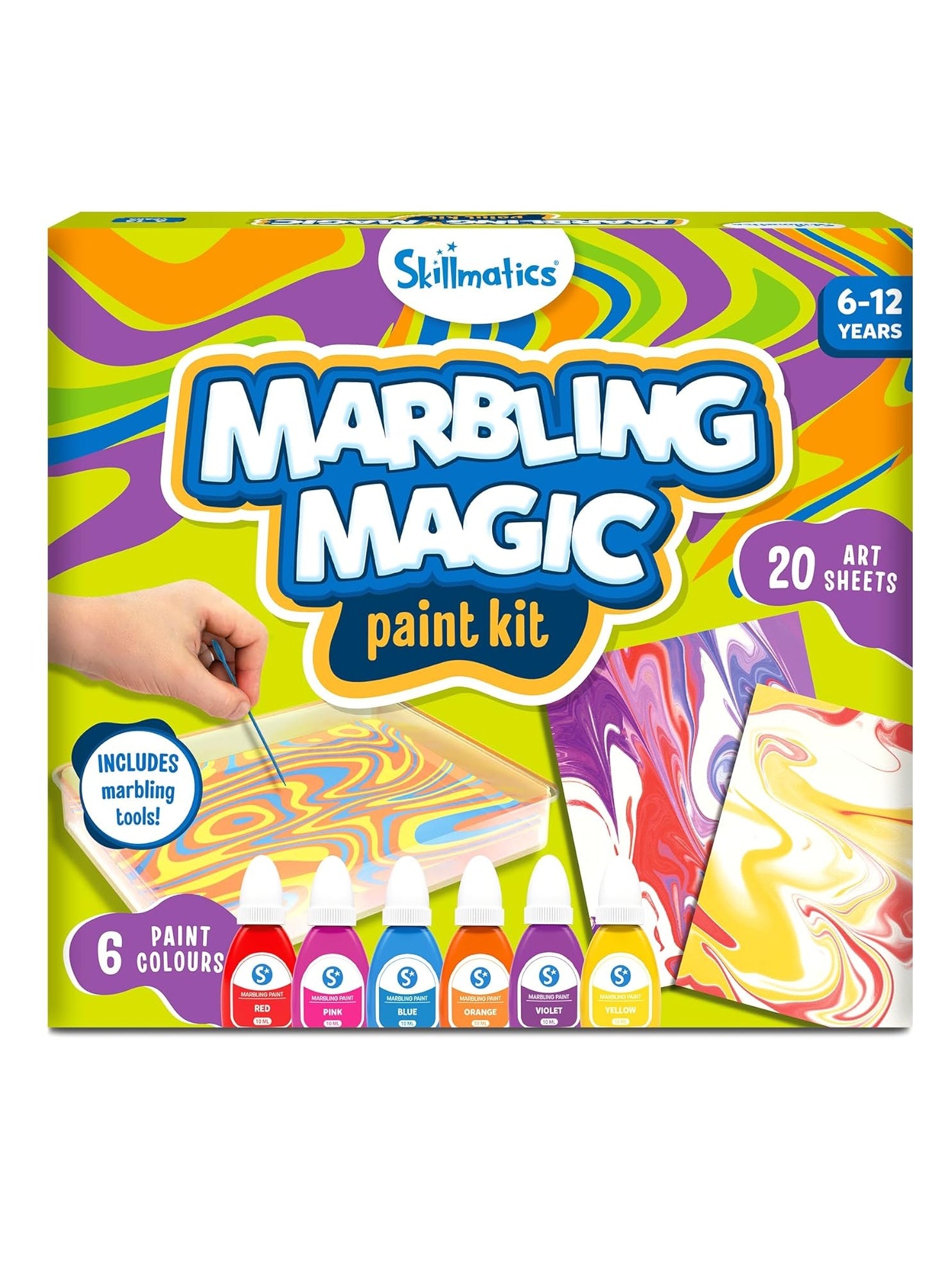 Skillmatics Marbling Magic Paint Kit, Water Marbling Kit for Kids, Art & Craft Kits, Supplies, DIY Creative Activity, Gifts for Kids Ages 6-12 Multicolor