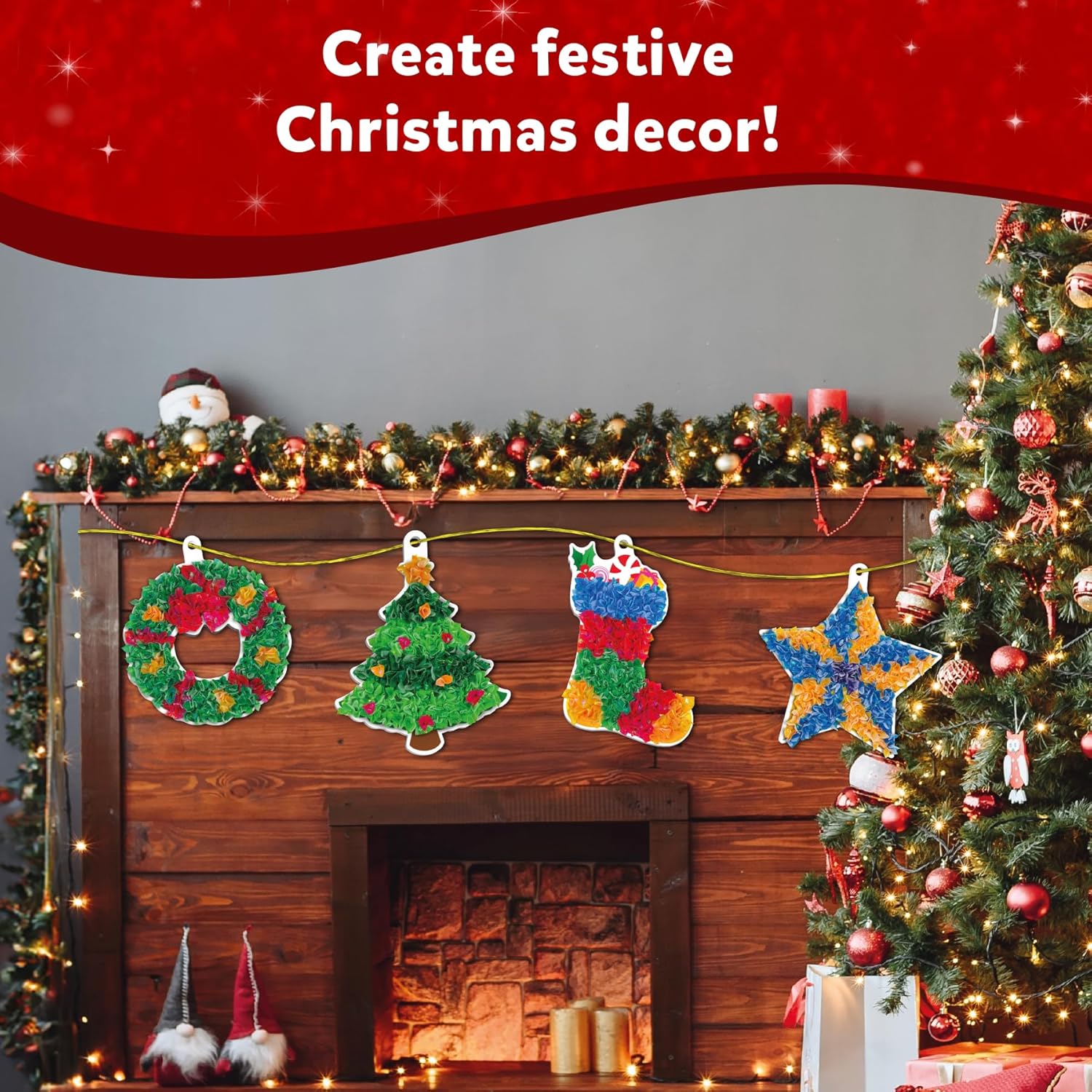 Skillmatics Poke-in Art - Christmas Decor, Mess-Free Art for Kids, DIY Craft Kits, Creative Activity, Fine Motor Skills, Gifts for Ages 4-12