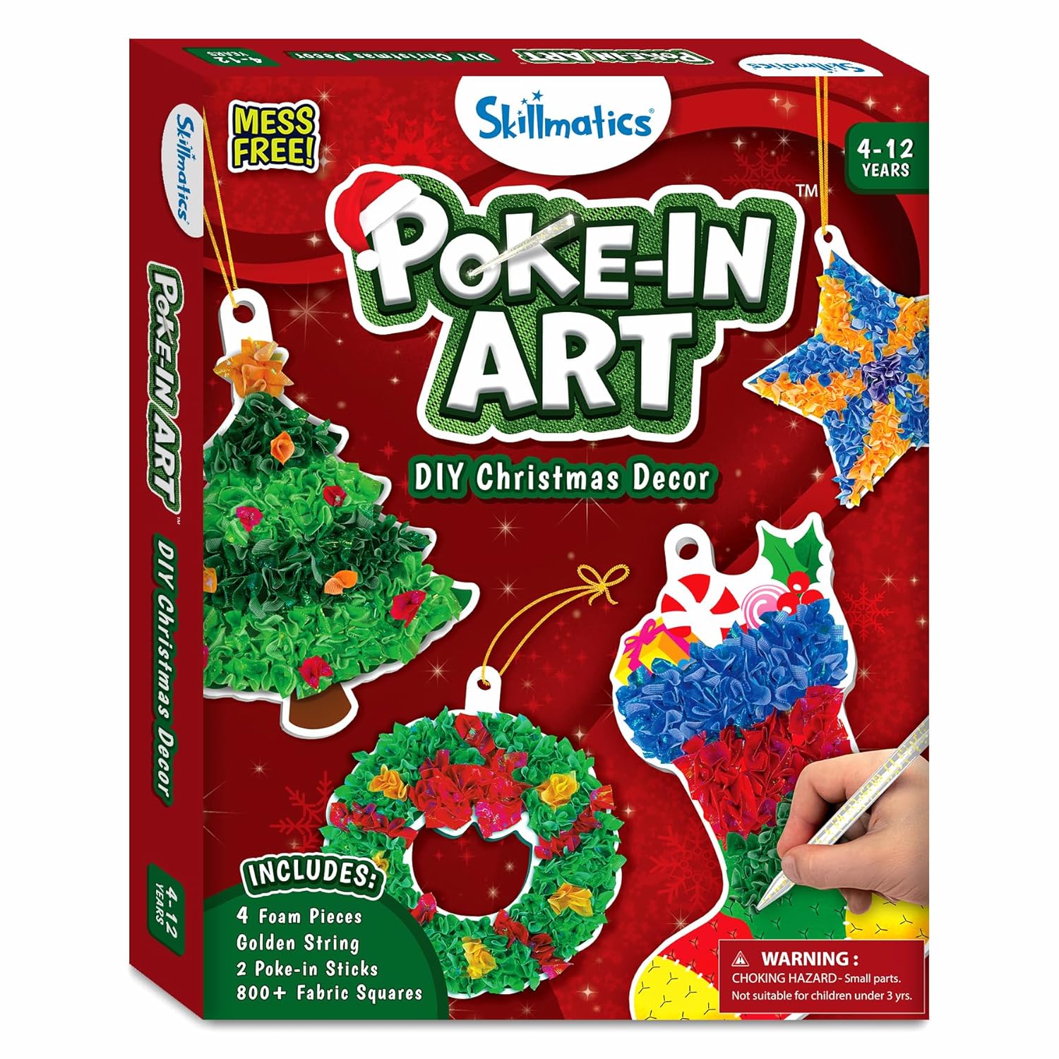 Skillmatics Poke-in Art - Christmas Decor, Mess-Free Art for Kids, DIY Craft Kits, Creative Activity, Fine Motor Skills, Gifts for Ages 4-12