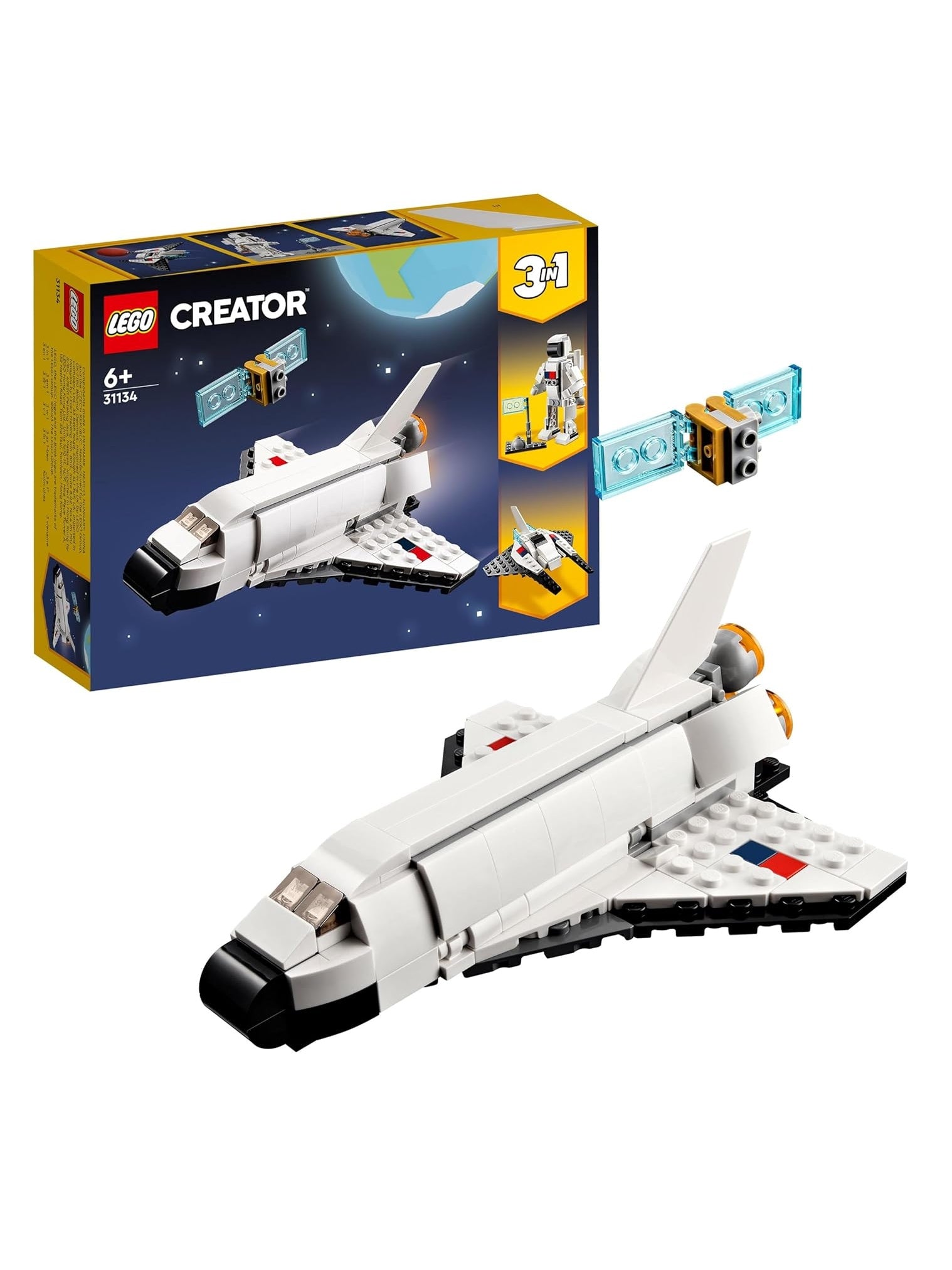 LEGO Creator Space Shuttle 31134 Building Toy Set with Astronaut and Spaceship Models for Kids Aged 6+