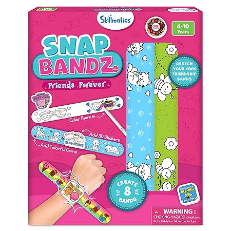 Skillmatics Craft Activity - Snap Bandz, Unicorns & Princesses, DIY Art & Craft Activity, Mess-Free,8 Bands (8.6"), Gifts for Girls & Boys Ages 4- 10