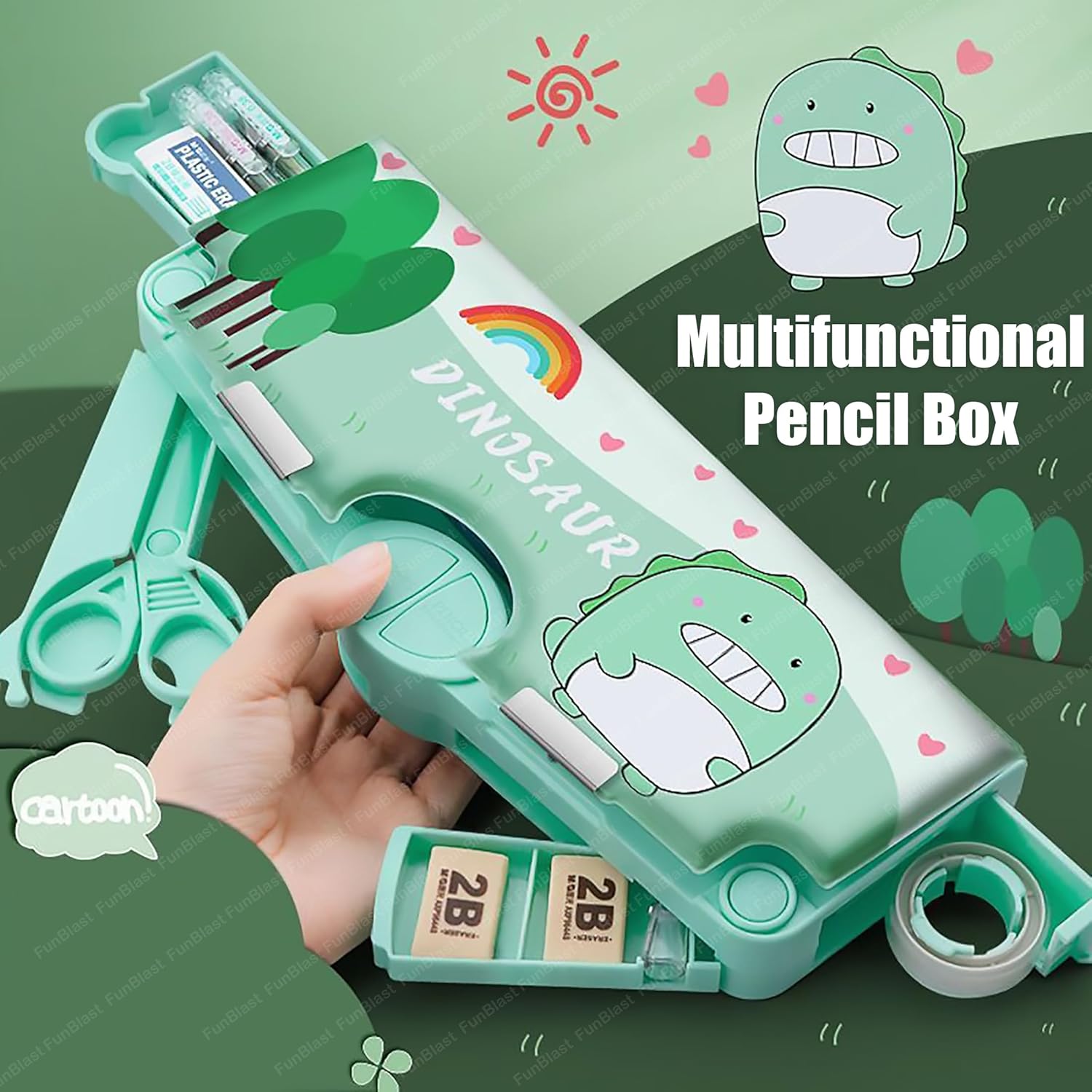 Dinosaur Multifunctional Pencil Box for Kids, Magnetic Pencil Box for Kids ,Dinosaur Theme Return Gifts for Kids