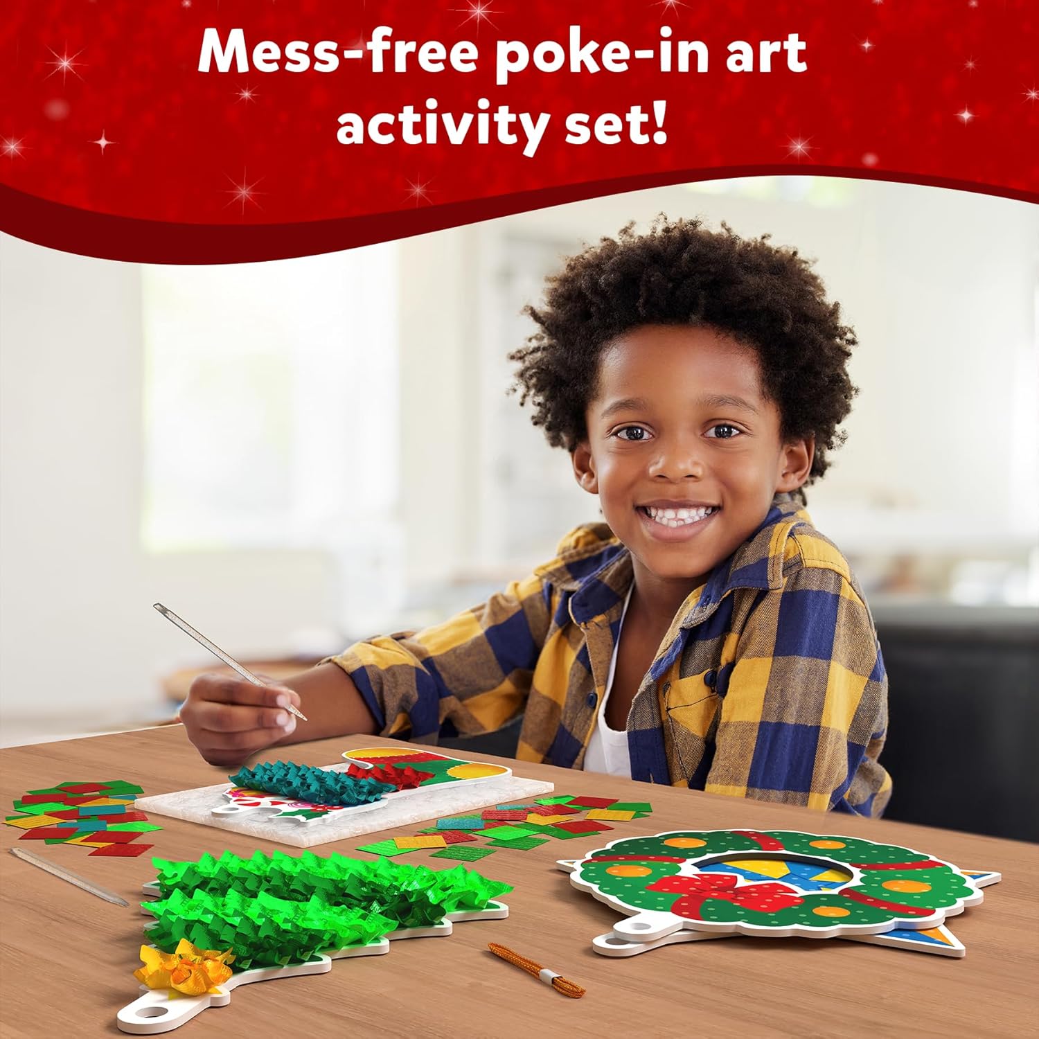 Skillmatics Poke-in Art - Christmas Decor, Mess-Free Art for Kids, DIY Craft Kits, Creative Activity, Fine Motor Skills, Gifts for Ages 4-12