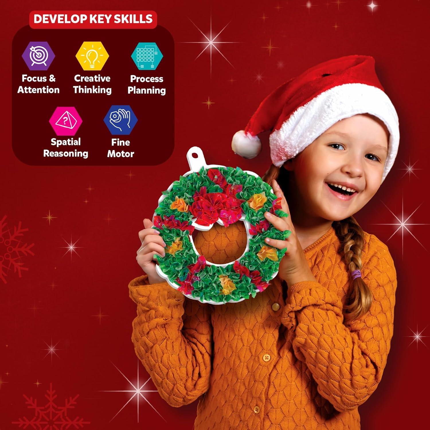 Skillmatics Poke-in Art - Christmas Decor, Mess-Free Art for Kids, DIY Craft Kits, Creative Activity, Fine Motor Skills, Gifts for Ages 4-12
