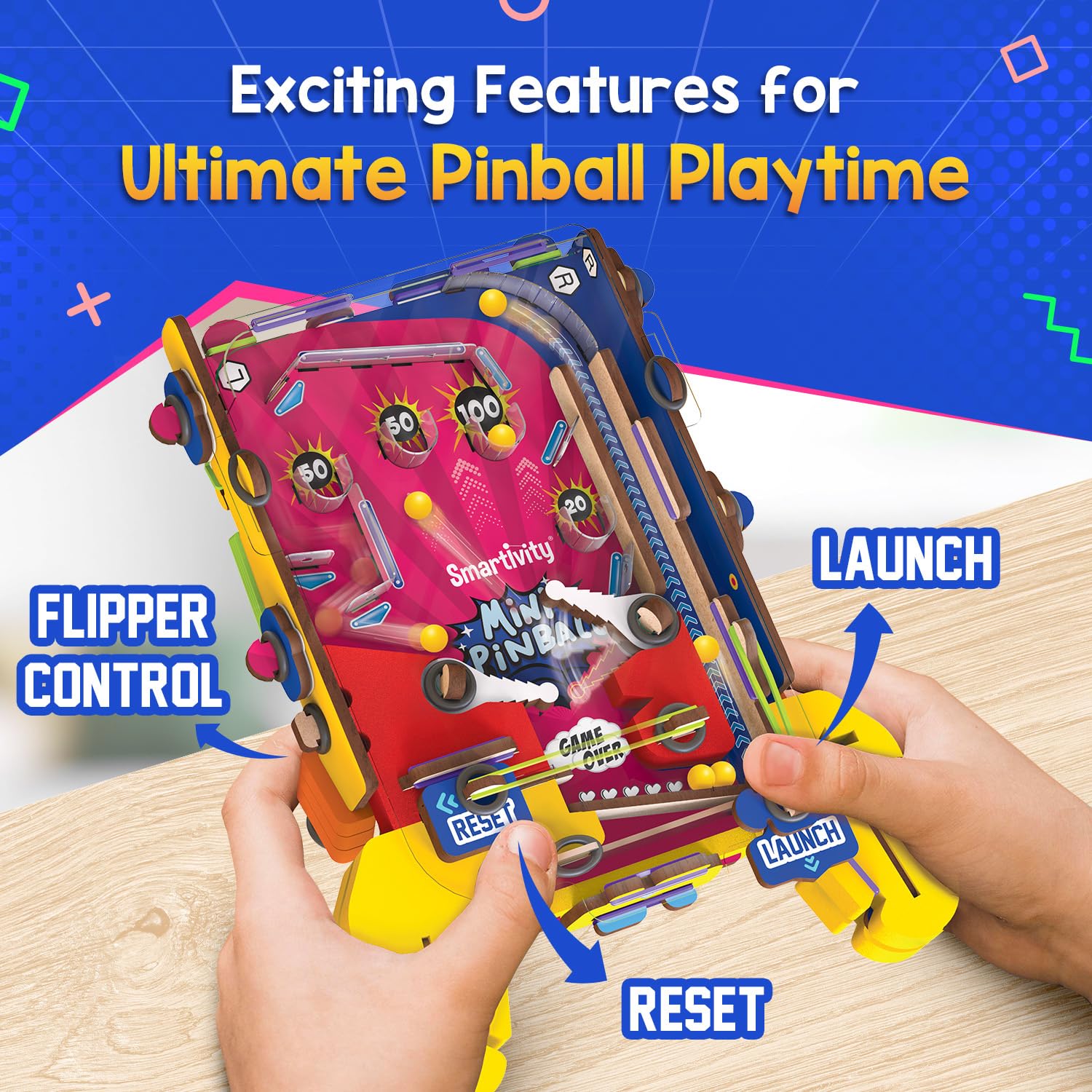 Mini Pinball Game for Kids Ages 6-12 Years | Build Your Own Hand-Held Pinball I Birthday Gift for Boys & Girls IScreen Free Play