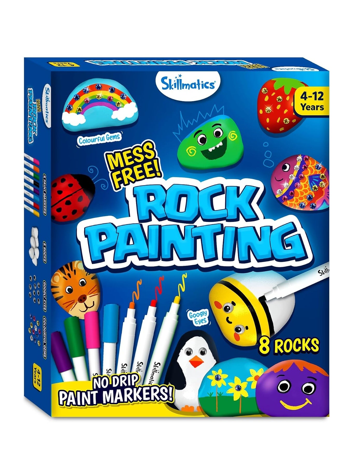 Skillmatics Rock Painting Kit - Mess-Free Art & Craft Activity for Girls & Boys,  DIY Creative Activity, Gifts for Kids Ages 4-12, Multicoloured