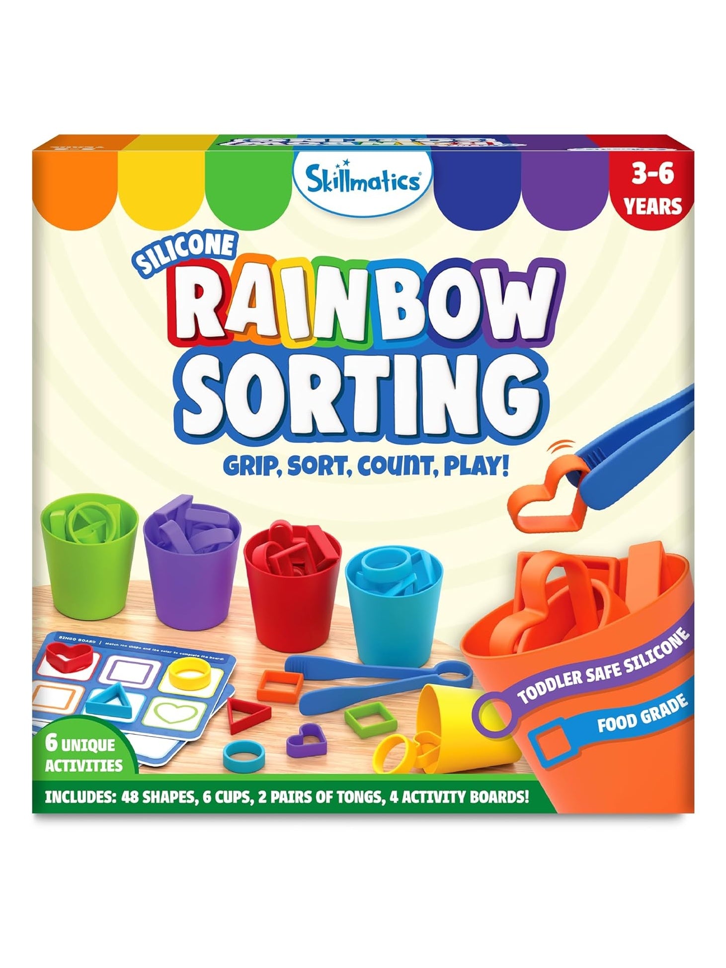 Skillmatics Silicone Rainbow Sorting Board Game - Learning & Educational Toy, Sorting, Counting & Sequencing Skills, Gift for Toddlers & Preschoolers Ages 3-6