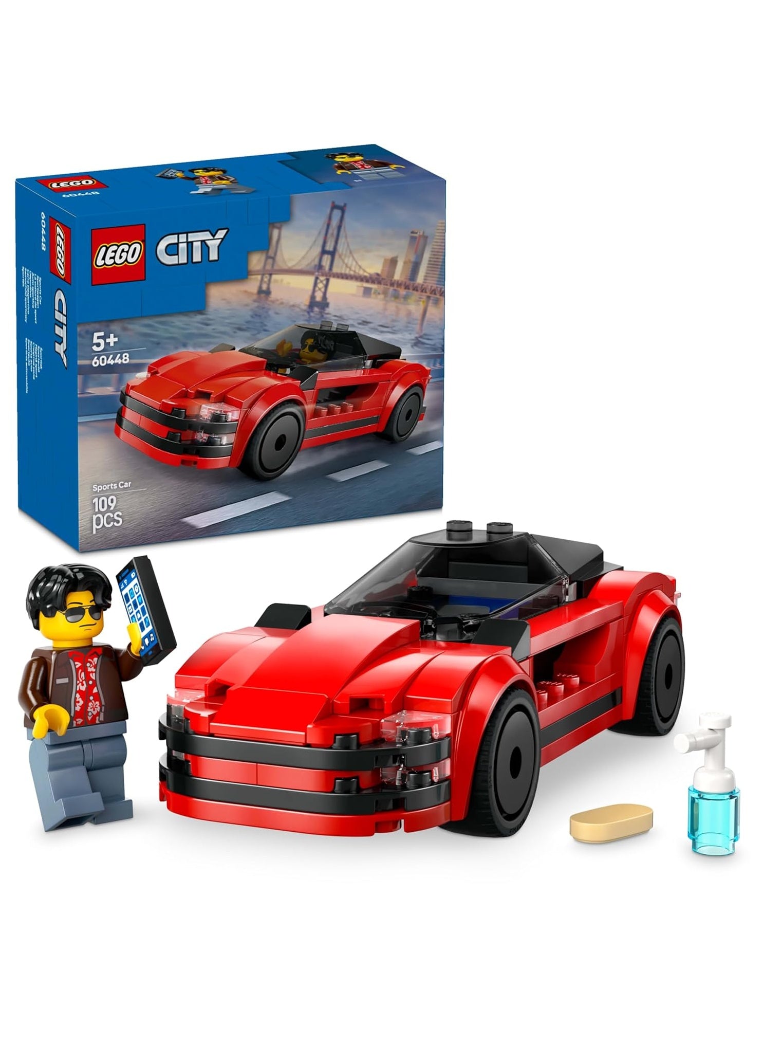 LEGO City Red Sports Car Supercar Toy Vehicle Set 60448| Building Blocks Toys for 5+| Gift for Boys and Girls