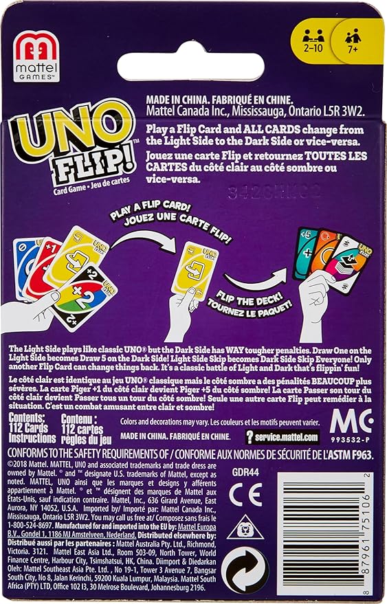 Mattel Games UNO Kid Uno Flip Side Card Game, Multi Color