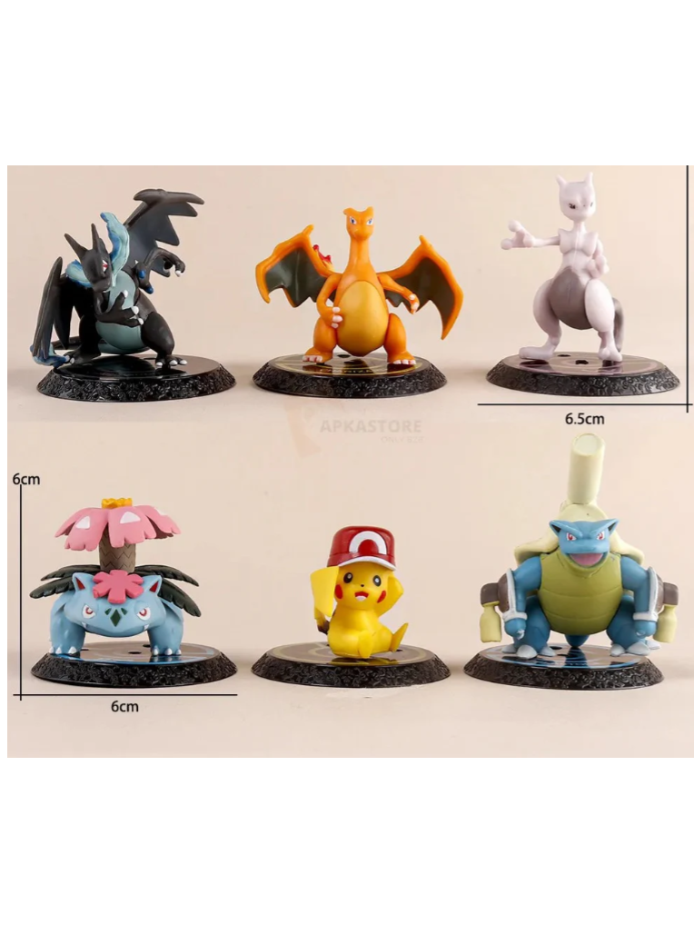 Pokemon 6pcs Set with base - Action Figure 6-8cm